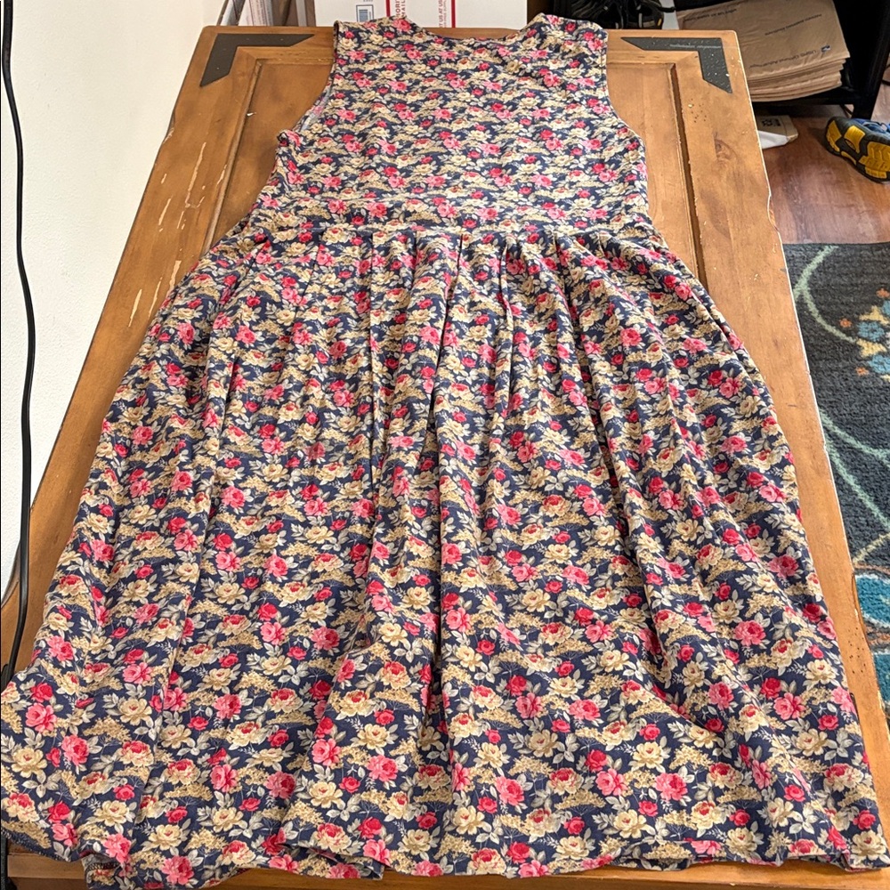 Laura Ashley Blue and Pink Floral Midi Dress Size 10 - Picture 12 of 16